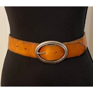 Vintage 70s Goldtone Thin Stretch Waist Belt with Grid Buckle 70 main image 2